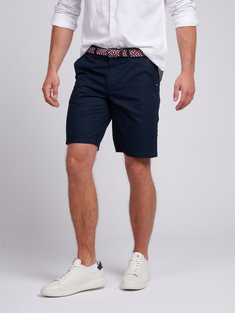 U.S. Polo Assn Blue Mens Linen Blend Chino Shorts - Image 1 of 6