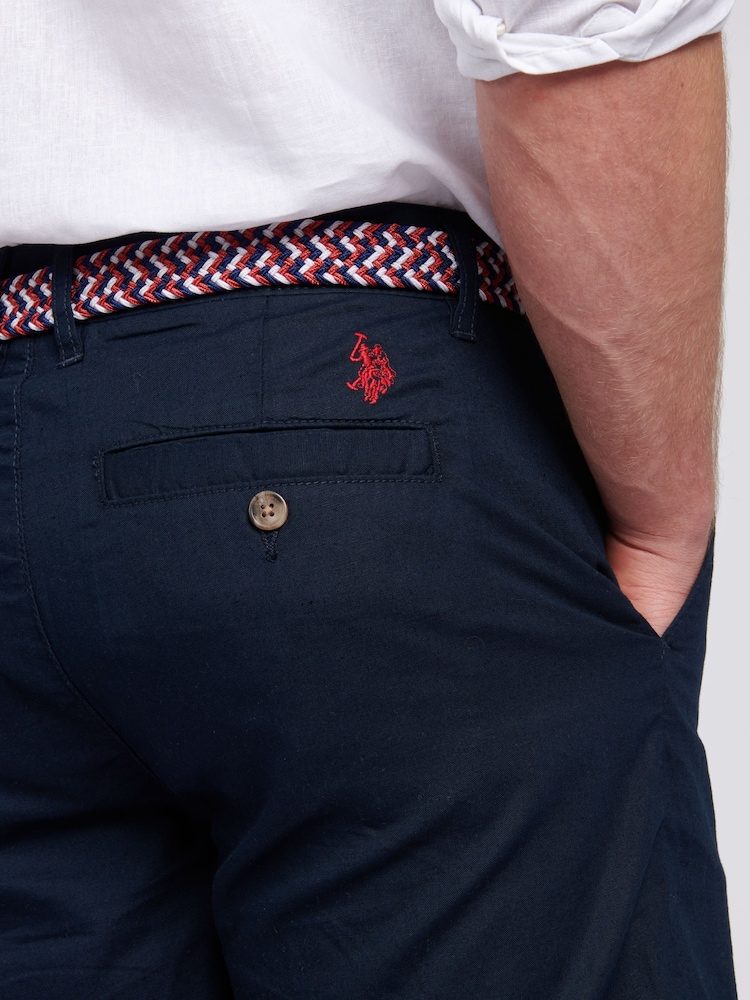 U.S. Polo Assn Blue Mens Linen Blend Chino Shorts - Image 4 of 6