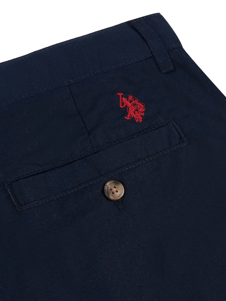 U.S. Polo Assn Blue Mens Linen Blend Chino Shorts - Image 6 of 6