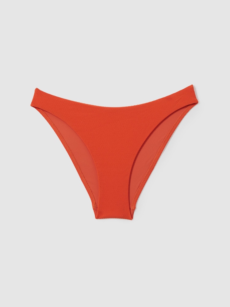 Reiss Orange Lucy Textured High Rise Bikini Bottoms - Image 2 of 4