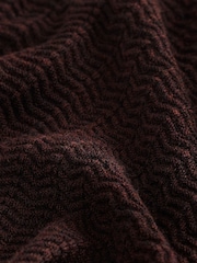 Dark Red Regular Fit Signature 100% Merino Textured Quarter Zip Jumper - Image 3 of 5