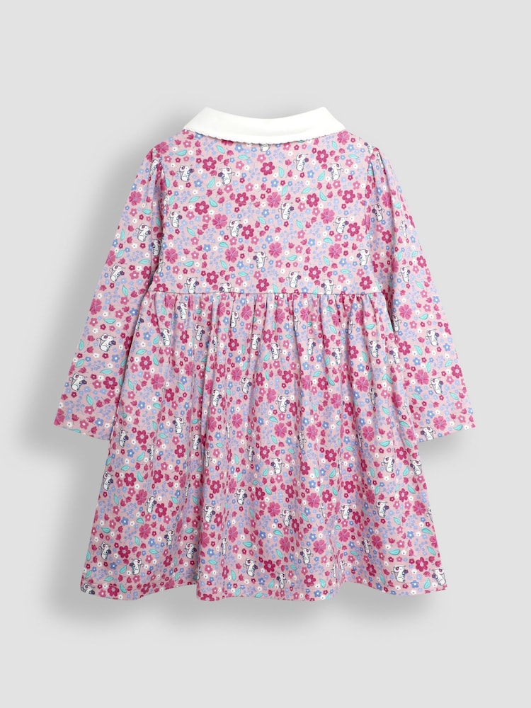 JoJo Maman Bébé Pink Mouse Floral Peter Pan Dress - Image 2 of 3