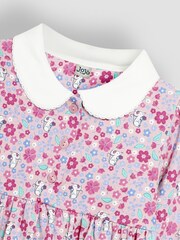 JoJo Maman Bébé Pink Mouse Floral Peter Pan Dress - Image 3 of 3