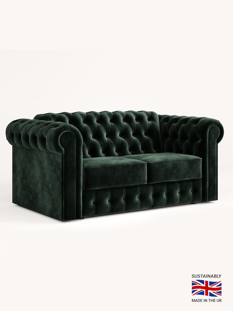 Jay-Be Luxe Velvet Bottle Green Chesterfield 2 Seater Sofa Bed - Image 2 of 6