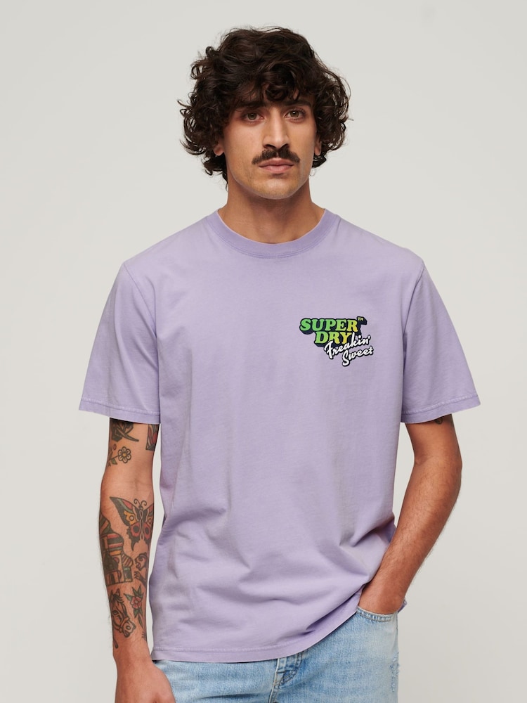 Superdry Purple 100% Cotton Travel Loose T-Shirt - Image 1 of 6
