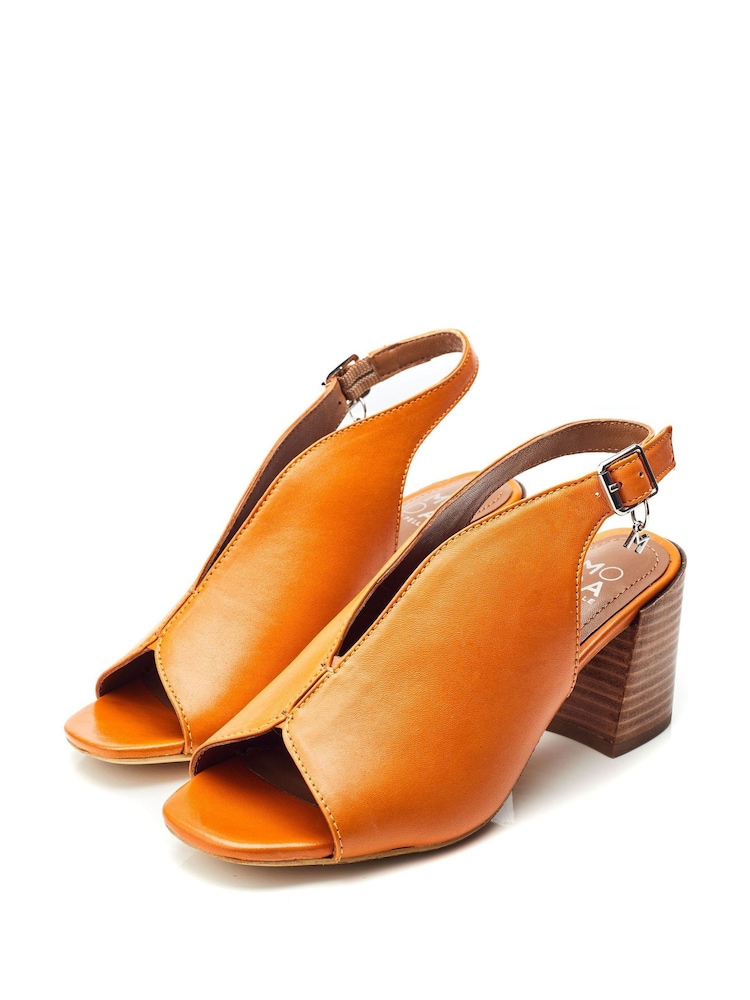 Orange - Moda in Pelle Lonnia Block Stacked Heel Chrissi Upper Sandals - Bild 2 von 4