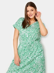 Yours Curve Green 100% Cotton Side Split Drawcord Maxi Dress - Image 4 of 5