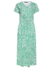 Yours Curve Green 100% Cotton Side Split Drawcord Maxi Dress - Image 5 of 5