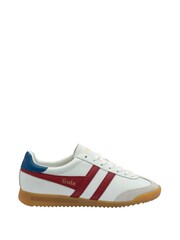 Gola White/Deep Red/Sapphire Mens Torpedo Leather Lace-Up Trainers - Image 1 of 4