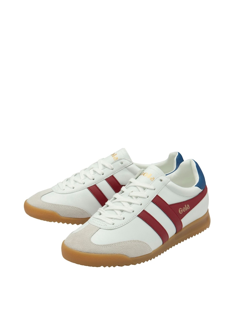 Gola White/Deep Red/Sapphire Mens Torpedo Leather Lace-Up Trainers - Image 2 of 4