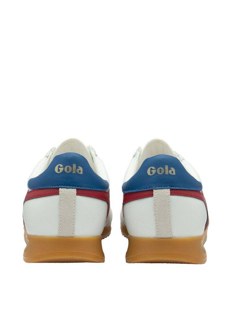 Gola White/Deep Red/Sapphire Mens Torpedo Leather Lace-Up Trainers - Image 3 of 4