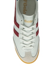 Gola White/Deep Red/Sapphire Mens Torpedo Leather Lace-Up Trainers - Image 4 of 4