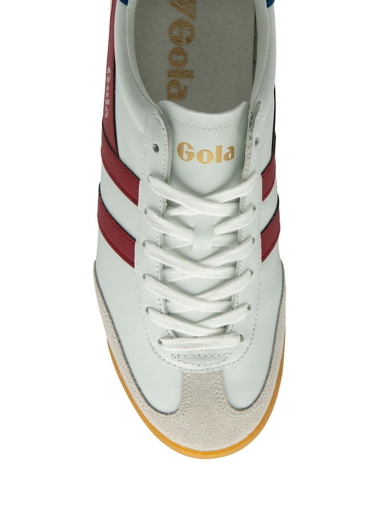 Gola White/Deep Red/Sapphire Mens Torpedo Leather Lace-Up Trainers - Image 4 of 4