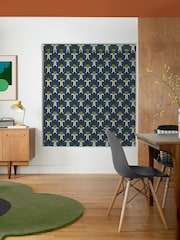 Orla Kiely Navy Blue Florida Made to Measure Roller Blinds - Image 2 of 6