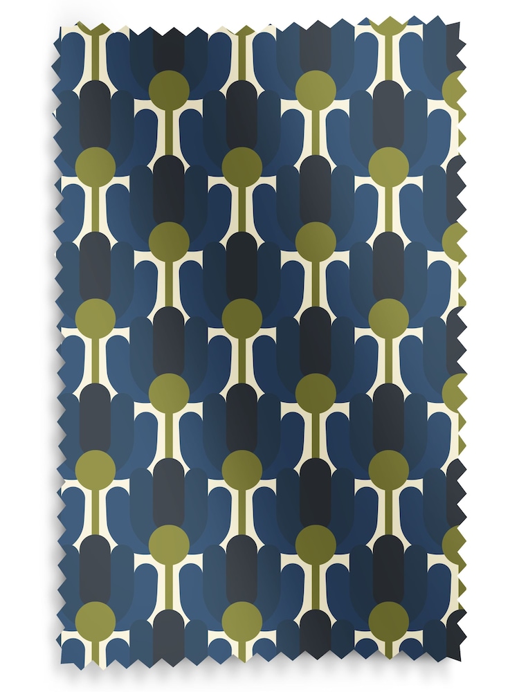Orla Kiely Navy Blue Florida Made to Measure Roller Blinds - Image 6 of 6