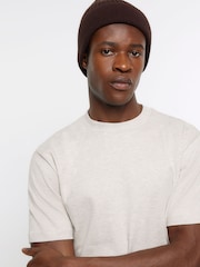 River Island Cream 100% Cotton Studio Short Sleeve Slim Fit T-Shirt - Image 3 of 4