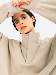 Gym + Coffee Beige Womens Snap Collar Sierra Sweatshirt - Image 4 of 5