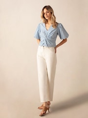 Ro&Zo Cotton Twist Front White Blouse - Image 1 of 4