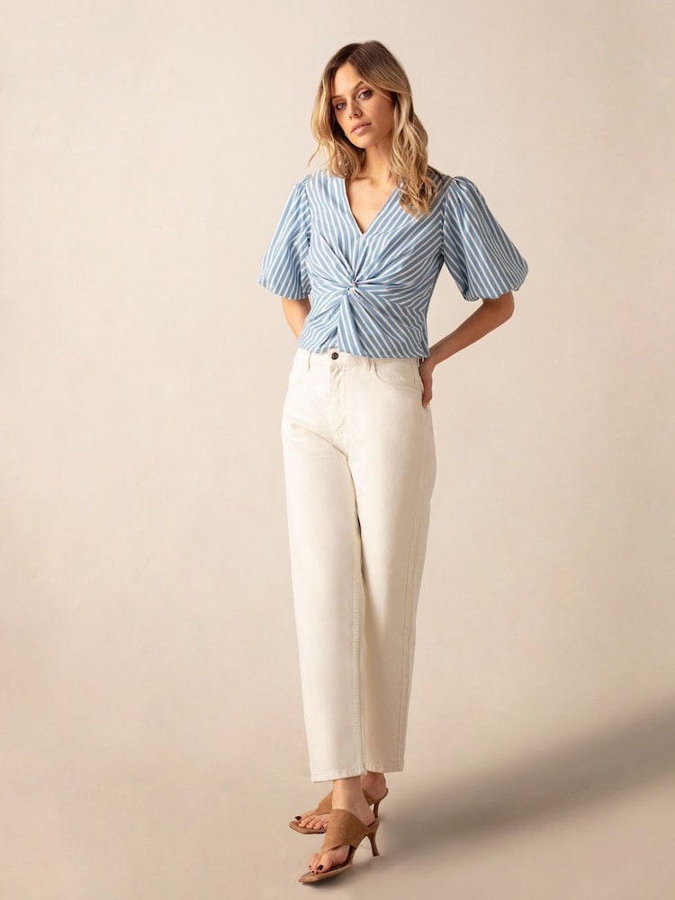 Ro&Zo Cotton Twist Front White Blouse - Image 1 of 4
