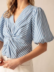 Ro&Zo Cotton Twist Front White Blouse - Image 2 of 4