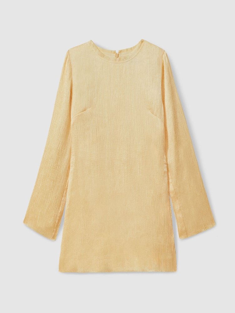 Anna Quan Plisse Raw Hem Mini Dress - Image 2 of 5