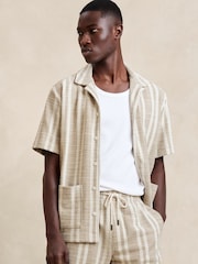 Banana Republic Brown Stripe Jacquard Resort Shirt - Image 1 of 3