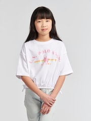 U.S. Polo Assn. White Elastic Hem Girls 100% Cotton T-Shirt - Image 1 of 6