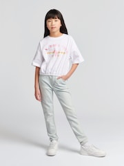 U.S. Polo Assn. White Elastic Hem Girls 100% Cotton T-Shirt - Image 2 of 6