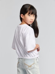 U.S. Polo Assn. White Elastic Hem Girls 100% Cotton T-Shirt - Image 3 of 6
