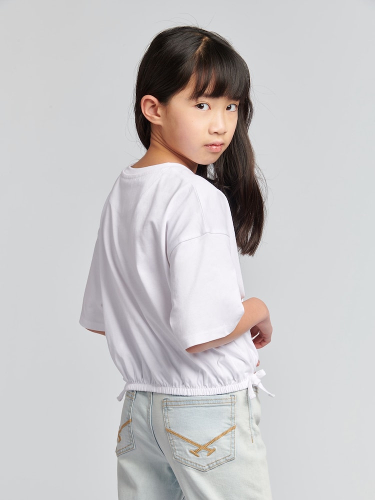 U.S. Polo Assn. White Elastic Hem Girls 100% Cotton T-Shirt - Image 3 of 6