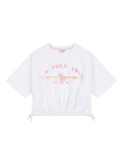 U.S. Polo Assn. White Elastic Hem Girls 100% Cotton T-Shirt - Image 5 of 6