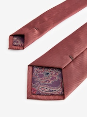 Rust Brown Textured Tie And Clip Set - Image 3 of 3