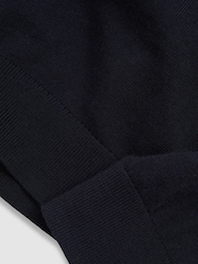 Reiss Navy Blackhall 13-14 yrs Merino Wool Half-Zip Funnel Neck Jumper - Image 4 of 4