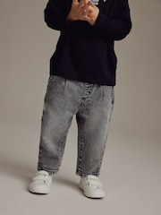 Grey Denim 100% Cotton Pleat Front Jeans (3mths-7yrs) - Image 1 of 8