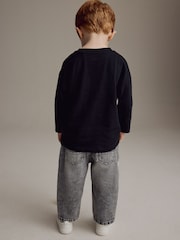 Grey Denim 100% Cotton Pleat Front Jeans (3mths-7yrs) - Image 3 of 8