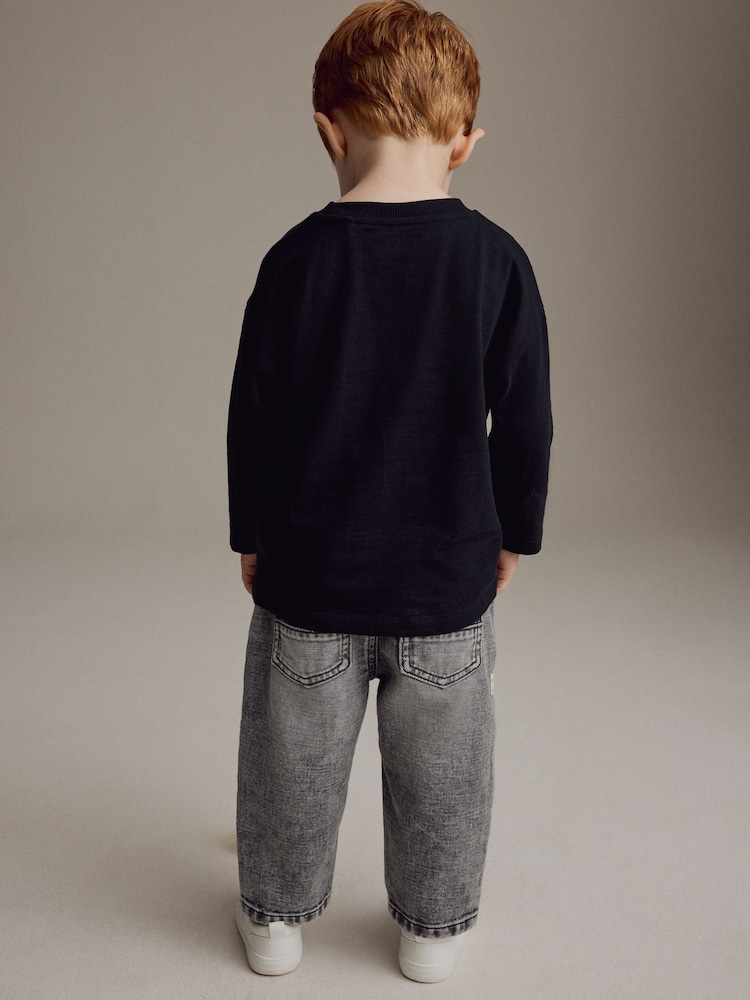 Grey Denim 100% Cotton Pleat Front Jeans (3mths-7yrs) - Image 3 of 8
