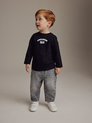 Grey Denim 100% Cotton Pleat Front Jeans (3mths-7yrs) - Image 4 of 8