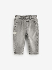 Grey Denim 100% Cotton Pleat Front Jeans (3mths-7yrs) - Image 5 of 8