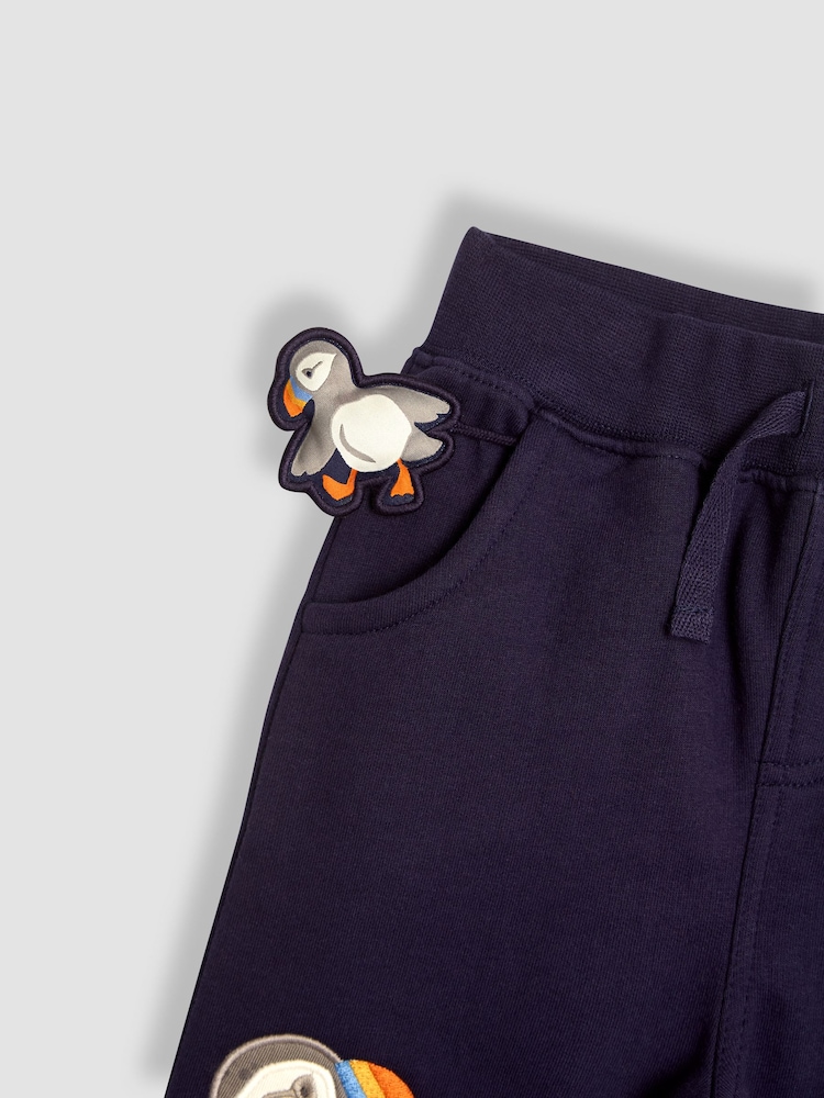 JoJo Maman Bébé Navy Blue Puffin Appliqué Pet in Pocket Joggers - Image 4 of 4 JoJo Maman Bébé Navy Blue Puffin Appliqué Pet in Pocket Joggers - Image 4 of 4