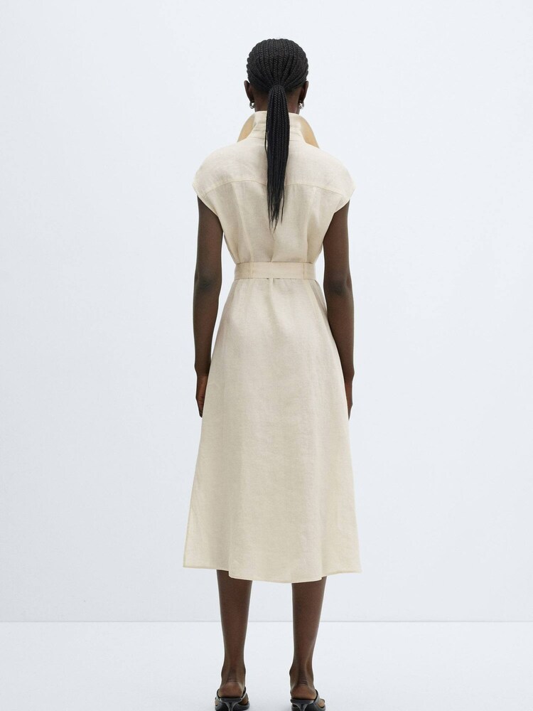 Mango Cream 100% Linen Shirty Dress - Image 2 of 7