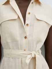 Mango Cream 100% Linen Shirty Dress - Image 5 of 7
