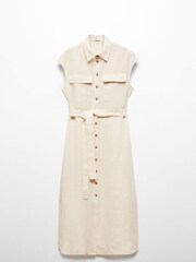 Mango Cream 100% Linen Shirty Dress - Image 6 of 7