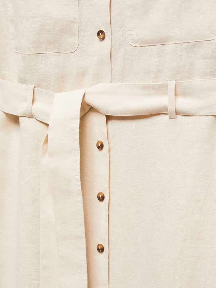 Mango Cream 100% Linen Shirty Dress - Image 7 of 7
