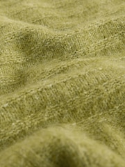 Green Khaki Olive High Neck Textured Knitted Jumper with Wool - Image 7 of 8