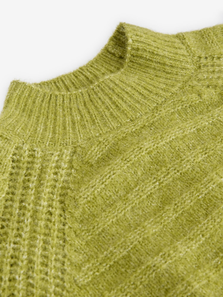 Green Khaki Olive - Suéter de cuello alto de punto texturizado con lana - Imagen 8 de 8 Green Khaki Olive - Suéter de cuello alto de punto texturizado con lana - Imagen 8 de 8
