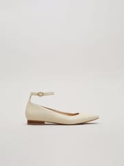 Phase Eight Natural Leather Almond Toe Ankle Strap Ballerinas - Image 5 of 7