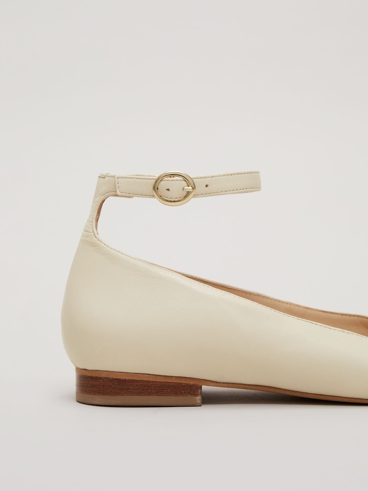 Phase Eight Natural Leather Almond Toe Ankle Strap Ballerinas - Image 7 of 7