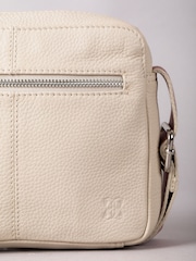 Lakeland Leather White Alston Boxy Leather Cross-Body Bag with Canvas Strap - Image 3 of 6
