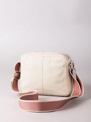 Lakeland Leather White Alston Boxy Leather Cross-Body Bag with Canvas Strap - Image 4 of 6