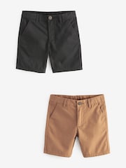 Black/Ginger Brown Chino Shorts 2 Pack (3-16yrs) - Image 1 of 5